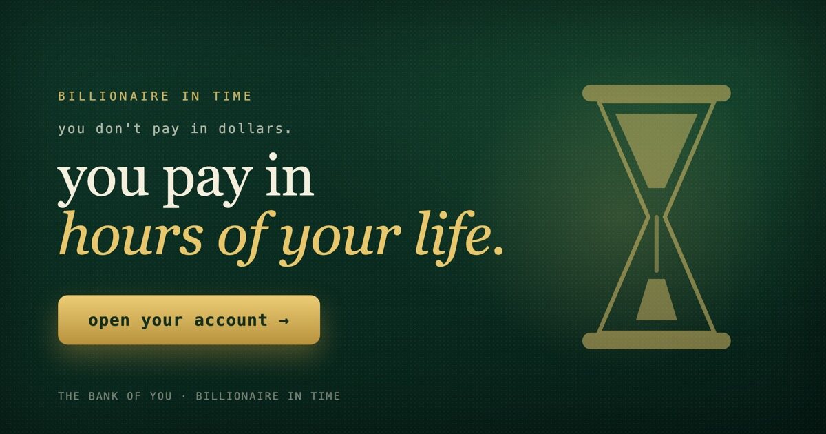 Every purchase has a price tag you never see: the hours of work it actually cost you. This one converts your spending back into life — days and years on the clock — so you can feel which habits are quietly draining your financial runway, and which are genuinely worth the trade.