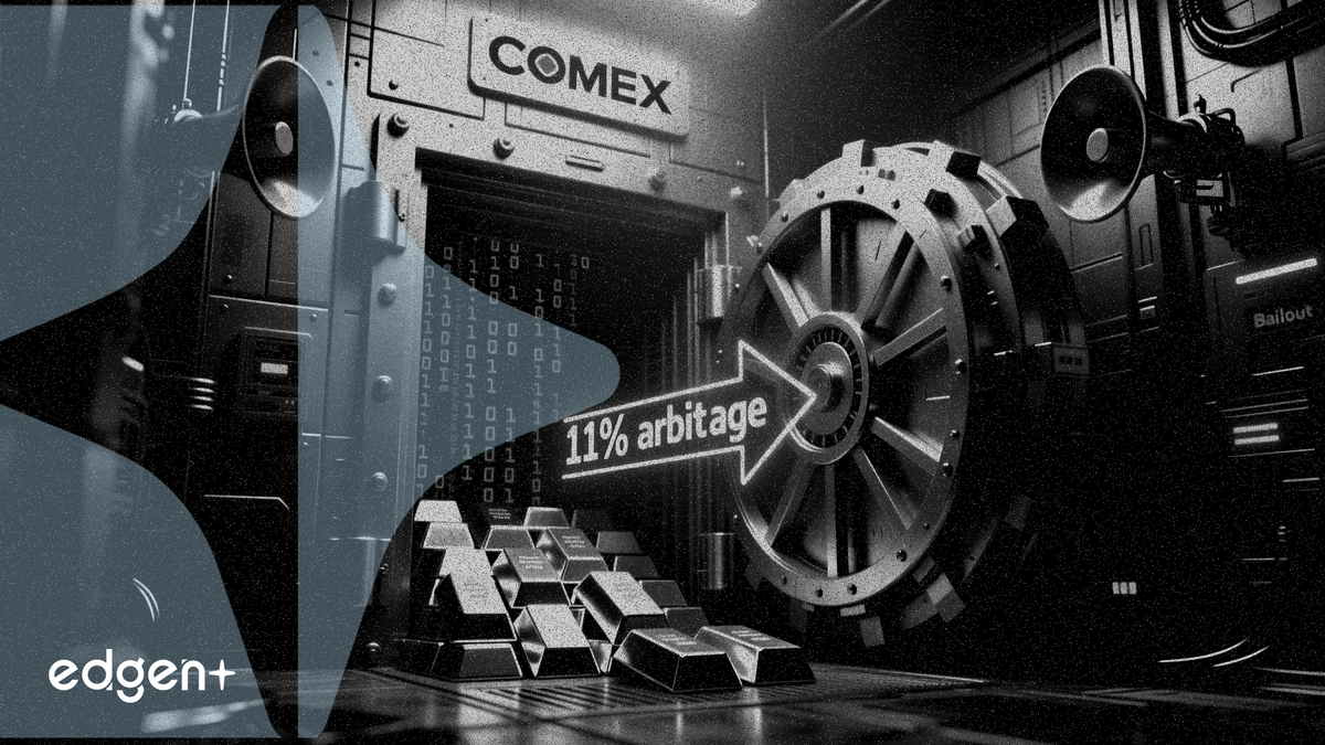 COMEX silver inventories halve as supply bailouts vanish, 11% arbitrage persists